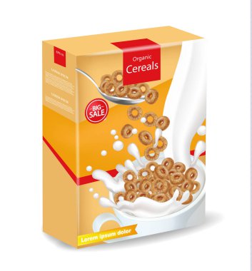 Organik çavdar hububat vektör gerçekçi mock up paketi. Ürün yerleştirme etiket tasarımı. 3D ayrıntılı çizimler