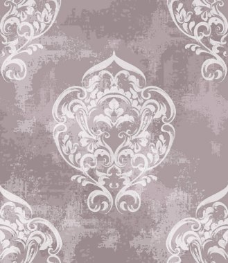 Rokoko Barok doku deseninin vektör. Çiçek süsleme dekorasyon. Victorian retro tasarım kazınmış. Vintage kumaş dekorlar. Lüks kumaşlar