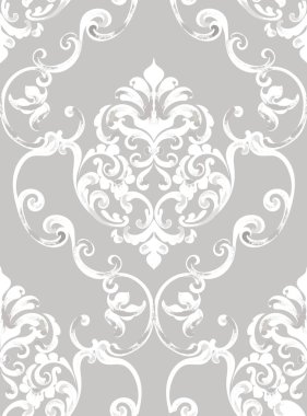 Rokoko Barok doku deseninin vektör. Çiçek süsleme dekorasyon. Victorian retro tasarım kazınmış. Vintage kumaş dekorlar. Lüks kumaşlar