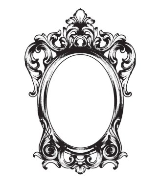 Barok ayna çerçevesi. Fransız lüks zengin karmaşık süs vektör. Royal Victoria tarzı dekorlar