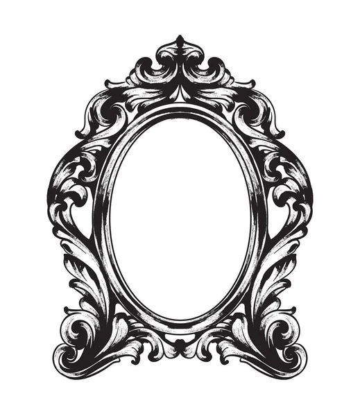 Baroque Mirror frame. Vector French Luxury rich intricate ornaments. Victorian Royal Style decors — Stock Vector