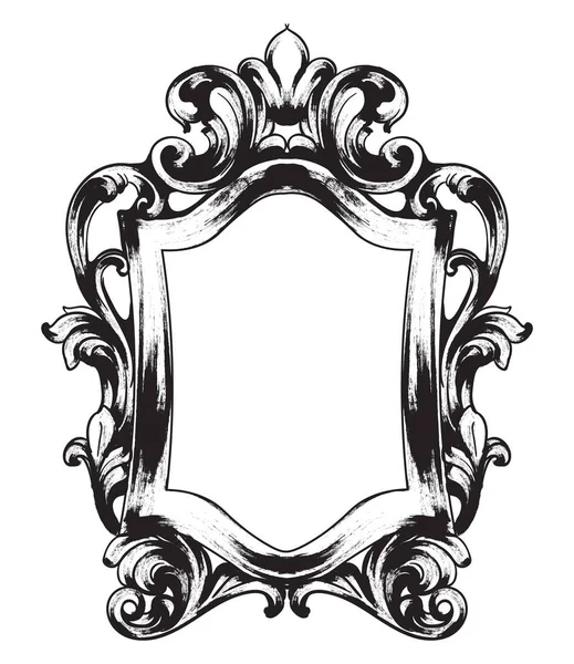 Espejo barroco. Vector francés de lujo ricos ornamentos intrincados. Decoraciones estilo real victoriano — Vector de stock