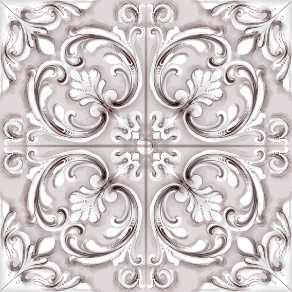 Dlaždice nebo mozaiky ornament vektorové akvarel. Medailonky rozeta styl dekor šablony — Stockový vektor