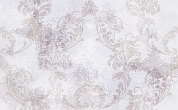 Padrão de textura barroco Vector. Decoração de ornamento floral. Vitoriano gravado design retro. Decorações de tecido vintage. Tecidos de luxo — Vetor de Stock