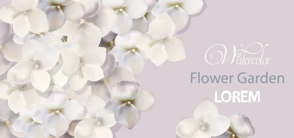 白い花カード水彩ベクトル。美しい結婚式の招待状、儀式、日付を保存し、挨拶 — ストックベクタ