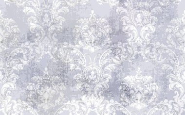 Barok doku deseni Vektör. Çiçek süsleme dekorasyonu. Viktorya dönemi oyulmuş retro tasarım. Vintage grunge kumaş dekorlar. Lüks kumaşlar