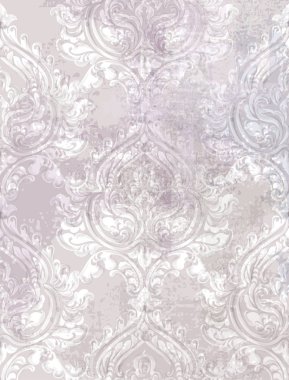 Barok doku deseni Vektör. Çiçek süsleme dekorasyonu. Viktorya dönemi oyulmuş retro tasarım. Vintage grunge kumaş dekorlar. Lüks kumaşlar