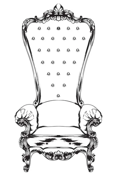 Вектор барочного кресла. Королевский стиль декотации. Викторианские украшения выгравированы. Иллюстрации имперской мебели — стоковый вектор