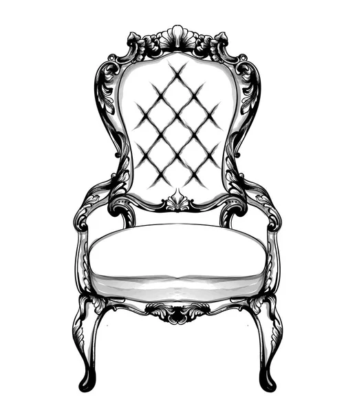 Классический вектор кресла. Королевский стиль декотации. Викторианские украшения выгравированы. Изобразительное искусство имперской мебели — стоковый вектор