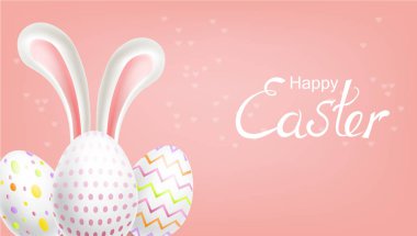 Paskalya yumurtaları gerçekçi. Bahar tatili afişi. 3d detaylı poster şablonları