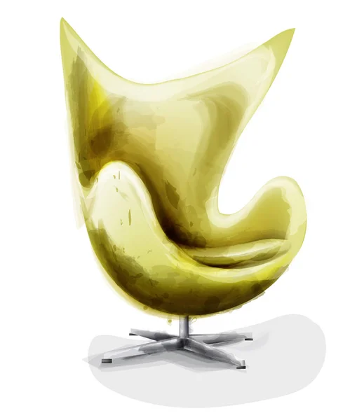 Žlutá moderní židle nastavit akvarel vektor. Design dekor vintage nábytek — Stockový vektor