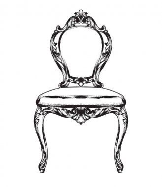 Zengin barok sandalye Vektör. Retro tarzı mobilyalar. Vintage tasarımlar