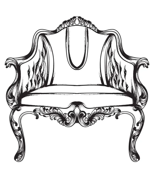 Багате барокове крісло Вектор. Меблі в стилі ретро. Вінтажні конструкції — стоковий вектор