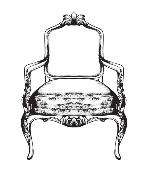 Gazdag barokk fotel Vector. Retro stílusú bútorok. Vintage látványtervek — Stock Vector