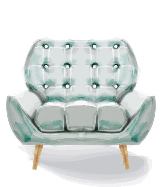 Sillón retro vintage Vector acuarela. Muebles de estilo moderno. Diseño de efectos antiguos — Vector de stock