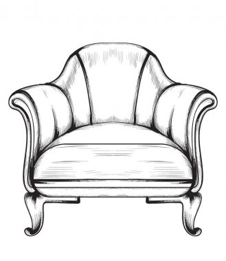 Zengin barok koltuk Vektör. Retro tarzı mobilyalar. Vintage tasarımlar
