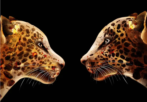 豹矢量水彩。五颜六色的详细插图野生动物海报 — 图库矢量图片