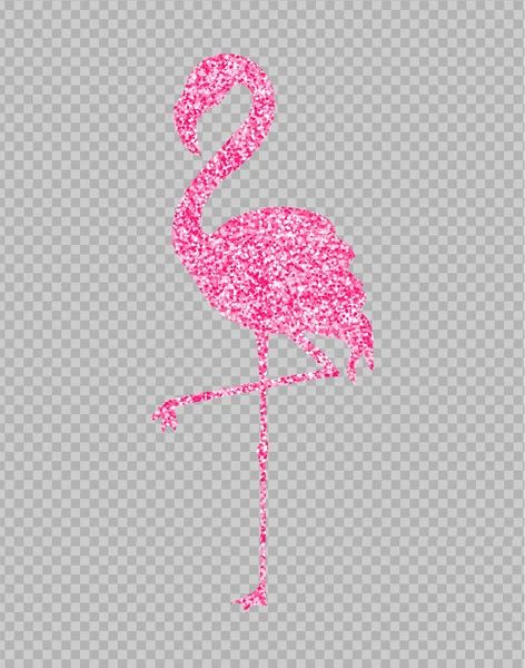 Pink glitter flamingo shining banner Vector. Night club poster label. Bright sparkling signboards. transparent backgrounds — Stock Vector
