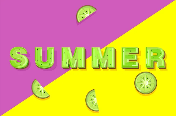 Summer kiwi banner text Vector. Abstraktní barevné pozadí — Stockový vektor