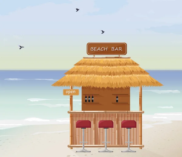 Bar de playa Vector. Playa tropical de verano. Imágenes de plantilla de madera — Vector de stock