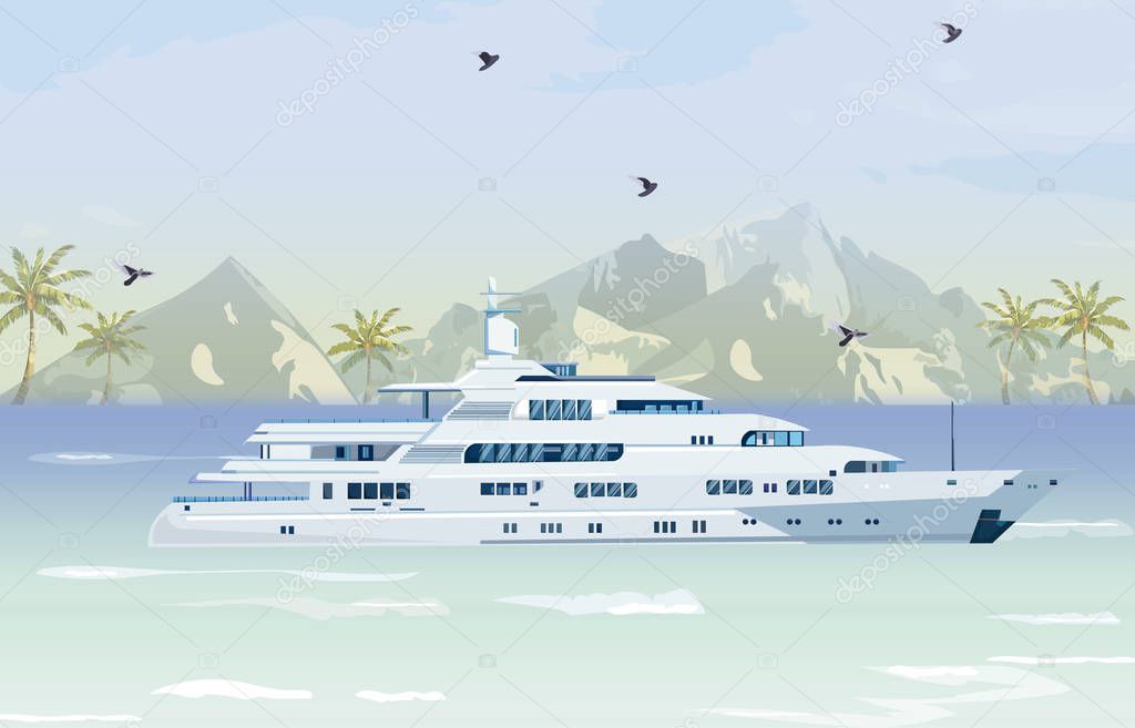 Travel boat Vector. Summer cruise journey poster templates