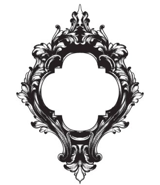 Vintage çerçeve Vektör çizgi sanatı. Klasik oyma süsler. Kraliyet stilleri