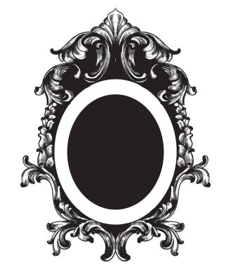 Vintage çerçeve Vektör çizgi sanatı. Klasik oyma süsler. Kraliyet stilleri