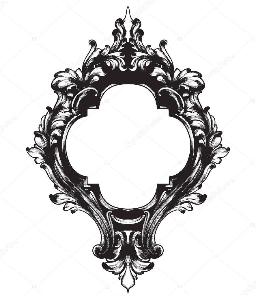 Vintage frame Vector line art. Classic engraved ornaments. Royal styles