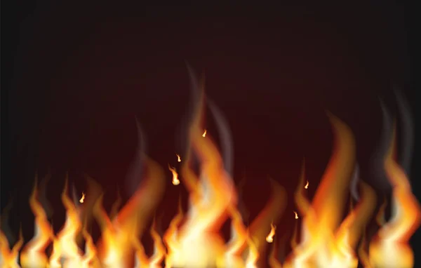 Φόντο πυρκαγιάς διάνυσμα ρεαλιστικό. Φλόγα καύση 3D εικονογράφηση σκούρο banner αφίσες — Διανυσματικό Αρχείο