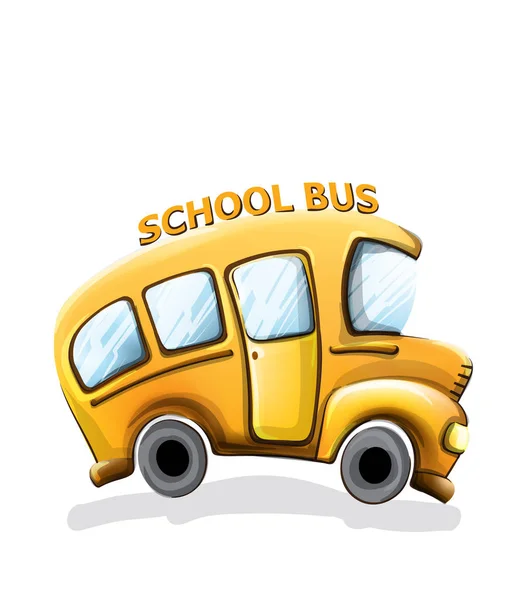 Шкільний автобус смішний мультфільм Вектор. Щасливі посміхаючись назад до шкільних понять — стоковий вектор