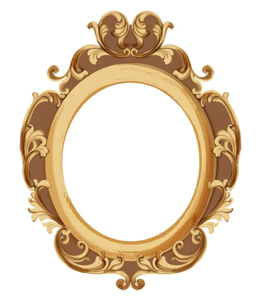 Barokke luxe gouden frame Vector. Elegant spiegeldecor. Victoriaanse ornamenten rijk ingelijst — Stockvector