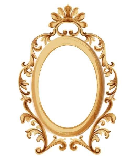 Marco barroco de lujo dorado Vector. Elegante decoración de espejo. Adornos victorianos ricos diseños enmarcados de moda — Vector de stock