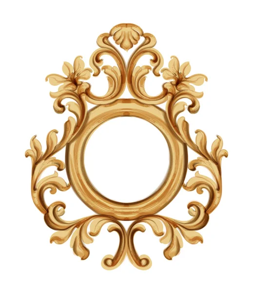 Барочная роскошь золотой рамы. Элегантный зеркальный декор. Викторианские украшения в обрамлении — стоковый вектор