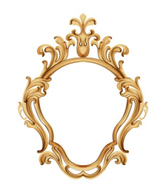 Barok lüks altın çerçeve taşıyıcı. Zarif ayna dekoru. Zengin çerçeveli Viktorya dönemi süsleri
