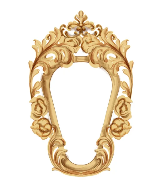 Барочная роскошь золотой рамы. Элегантный зеркальный декор. Викторианские украшения в обрамлении — стоковый вектор
