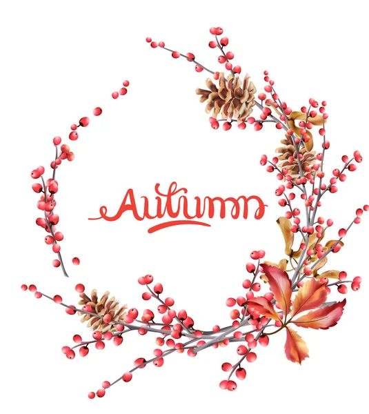 Tarjeta de felicitación otoño bayas silvestres — Vector de stock