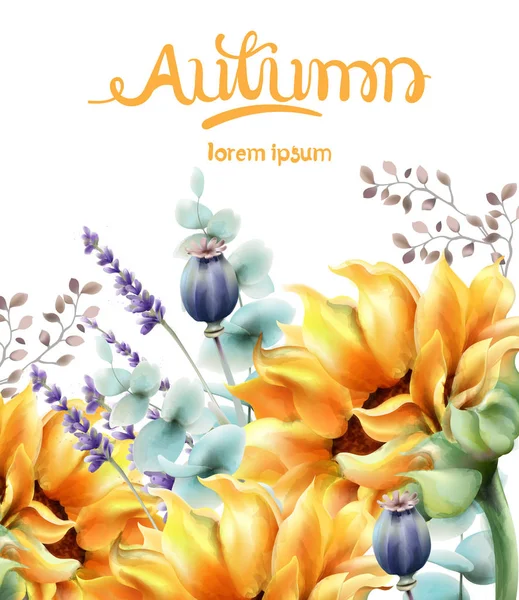Podzimní žlutá květinový kytice — Stockový vektor