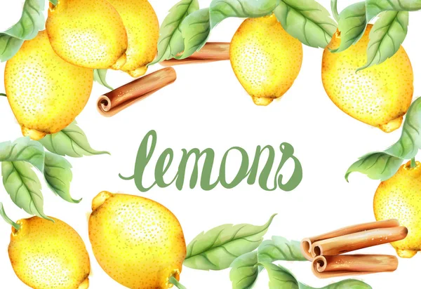 Suluboya limon ve tarçın vektör — Stok Vektör
