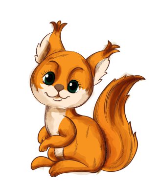 Sevimli küçük tilki gülümseyen vektör