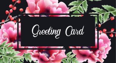 Renkli suluboya şakayık çiçekler tebrik kartı