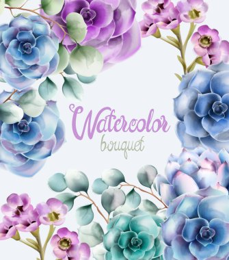 Vahşi doğa suluboya çiçek buketi