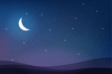 Yıldız ve yarım ay dolu gökyüzü