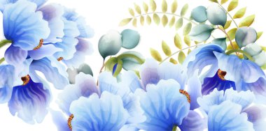 Suluboya çiçek ve yaprakları