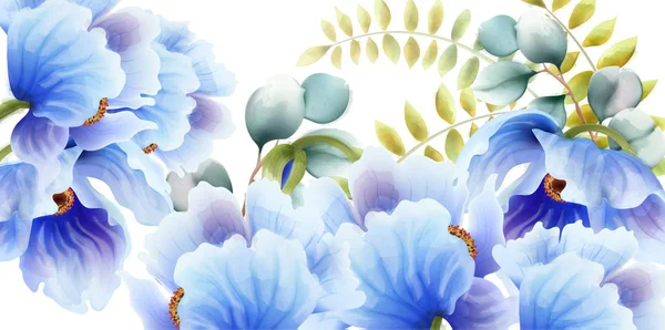 Fleurs et feuilles aquarelle — Image vectorielle