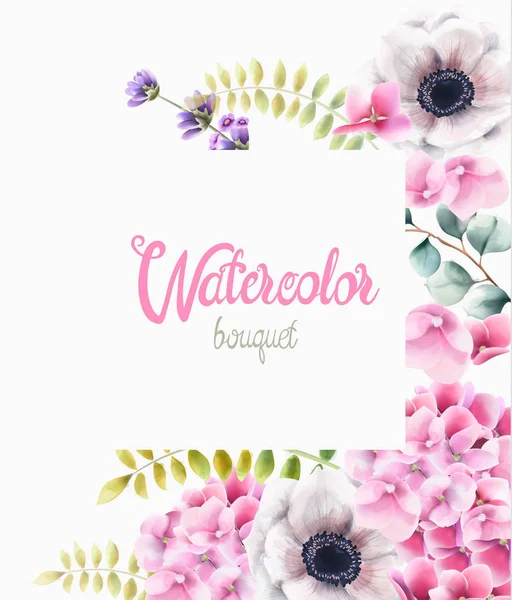 Akvarell virágok és levelek — Stock Vector