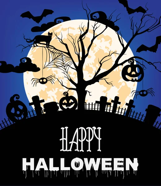 Happy halloween with black ornaments — Stock Vector