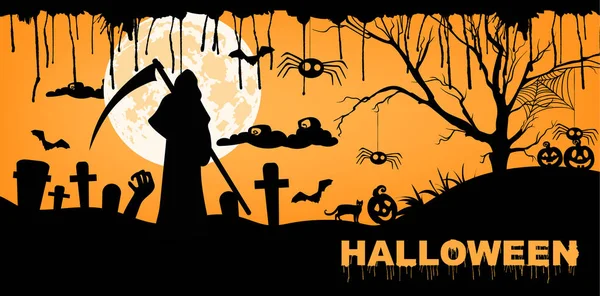 Feliz Halloween con adornos negros — Archivo Imágenes Vectoriales