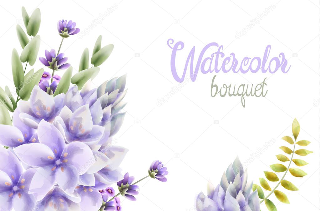 Watercolor Hyacinth flowers bouquet
