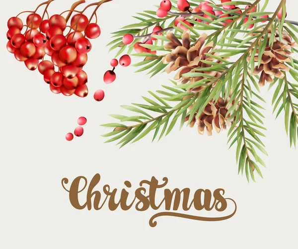 Tarjeta de felicitación de Navidad con adornos — Vector de stock