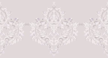 Rokoko doku deseni Vektör. Çiçek süsleme dekorasyonu. Viktorya dönemi oyulmuş retro tasarım. Vintage grunge kumaş dekorlar. Lüks kumaş